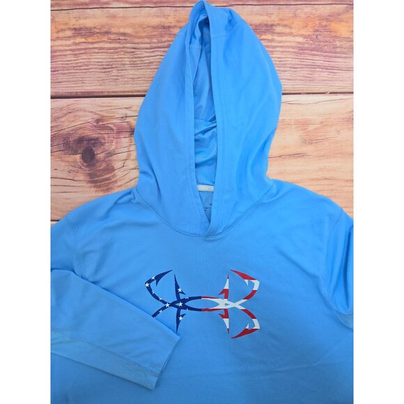 Under Armour Iso-Chill Loose Fit Hoodie Large Blue Patriotic Print - Picture 12 of 12